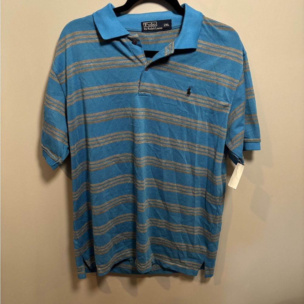 Ralph Lauren Blue and Gray Polo Shirt. 5